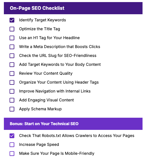 On-page SEO checklist