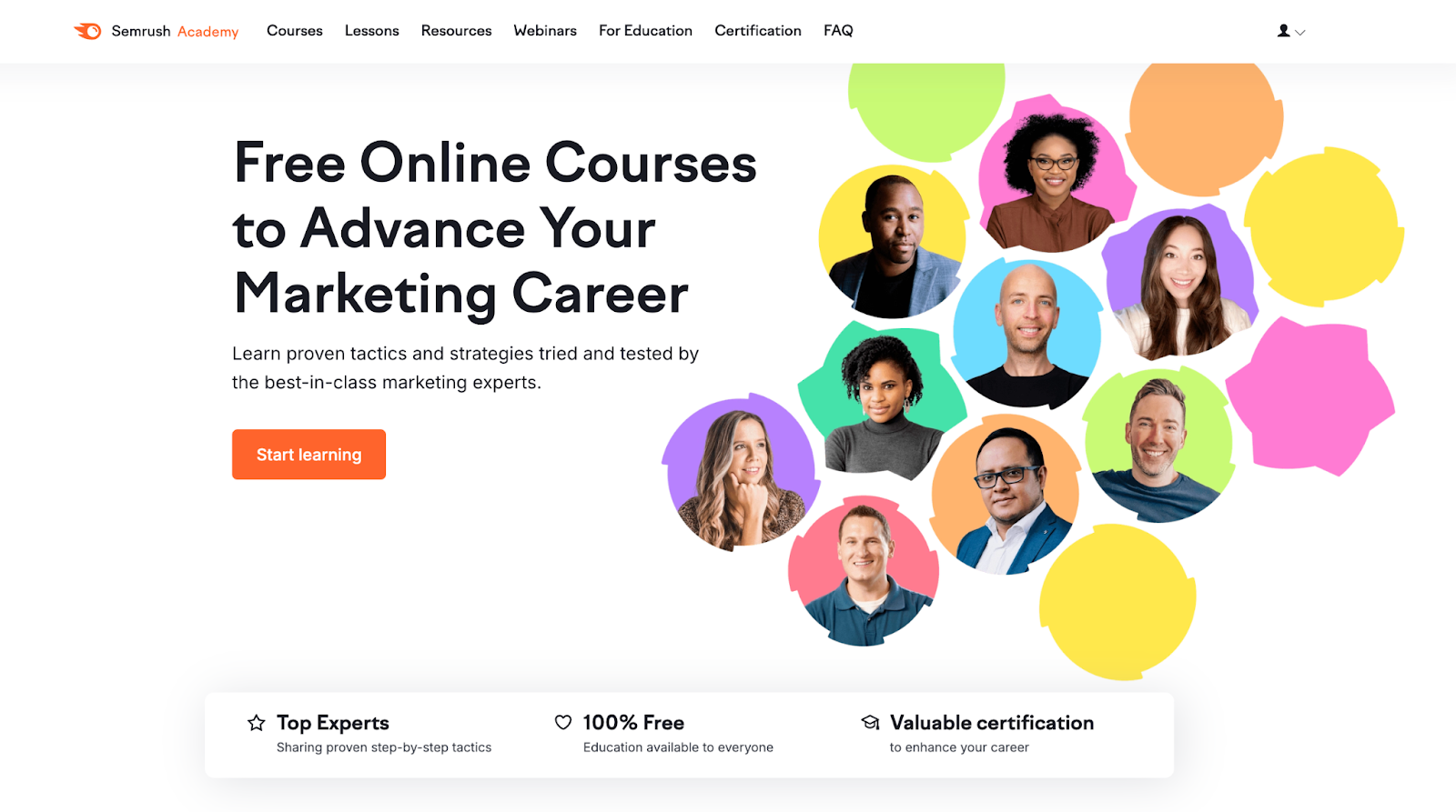 Semrush Academy home page