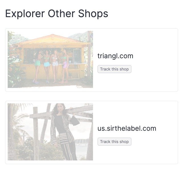 A close up of the Explore Other Shops item. It looks and functions the same as the &lsquo;Recommended&rsquo; section on the &lsquo;My Shops&rsquo; page.