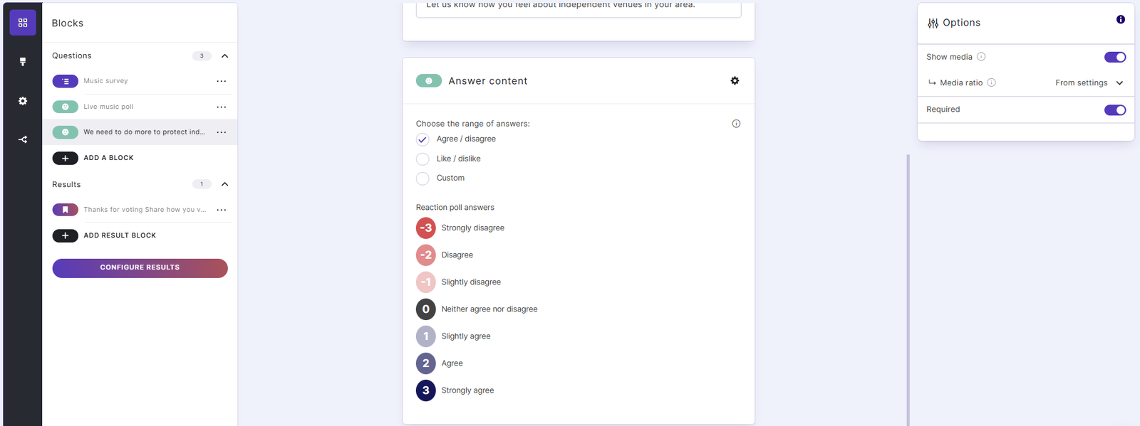 Adding custom values to a poll or survey in the Quiz Maker app.
