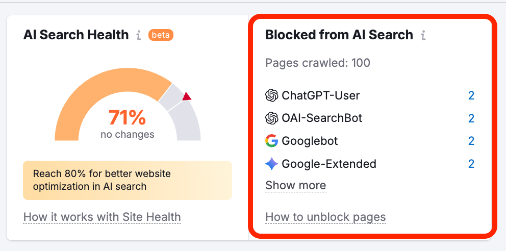 AI Search Health in Site Audit image 2