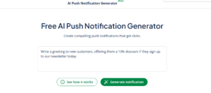 screenshot of push notification generator