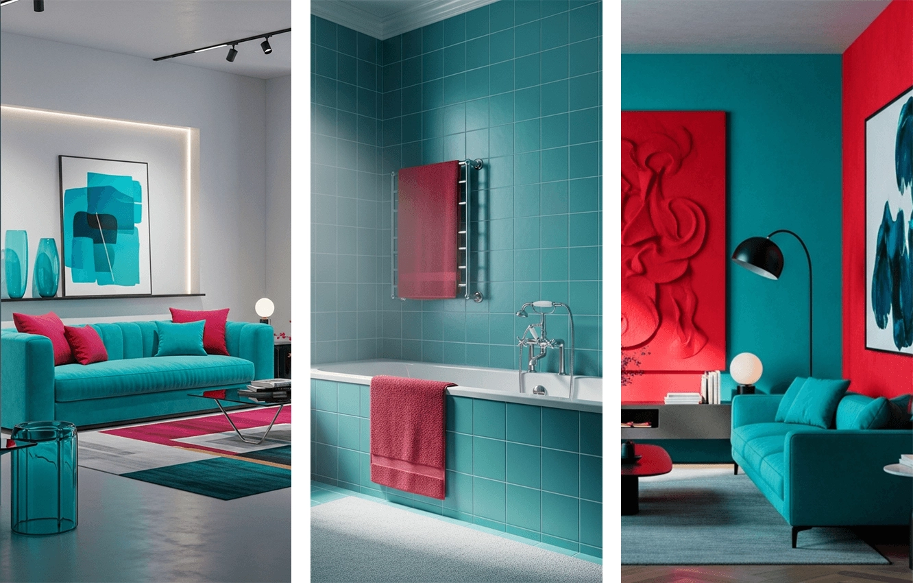 Türkis und Komplementärfarben Beispiel